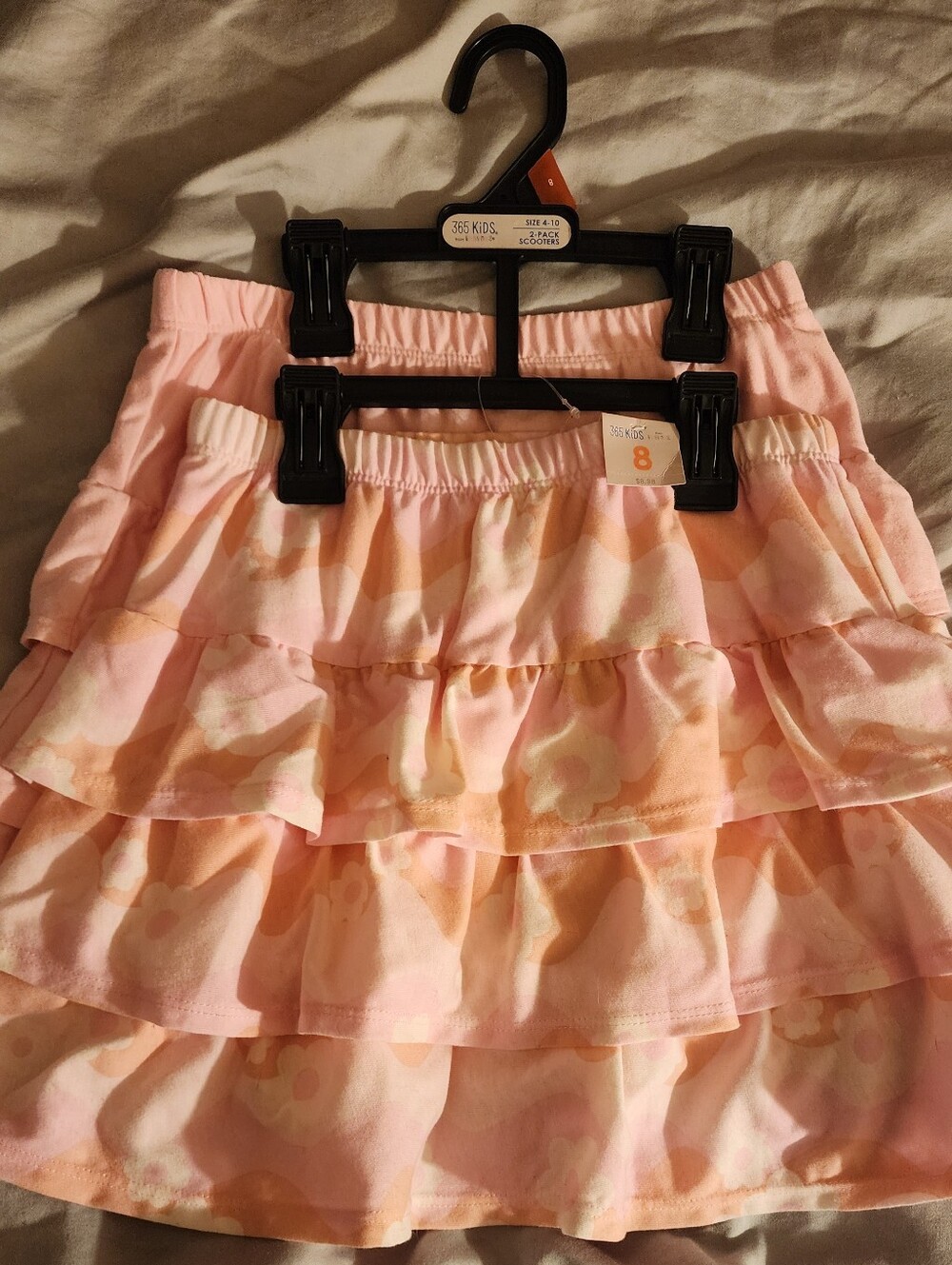 Girls' Tiered Ruffle Skirt in Soft Pink Floral